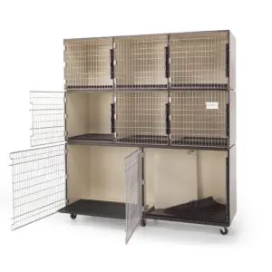6 foot Veterinary Plywood Laminate Cage Assembly with 3 Rows